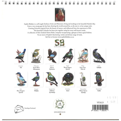 2026 Wall Calendar New Zealand Natives Birds Eye View / Spiral Bound