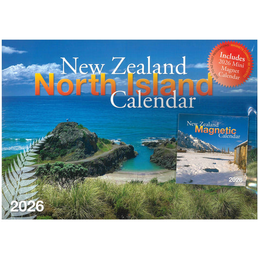 2026 Wall Calendar New Zealand North Island + Free Magnetic Calendar