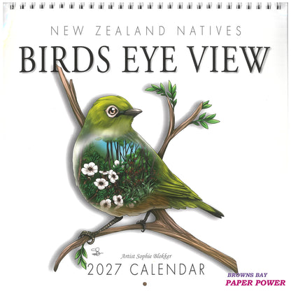 2027 Wall Calendar New Zealand Natives Birds Eye View