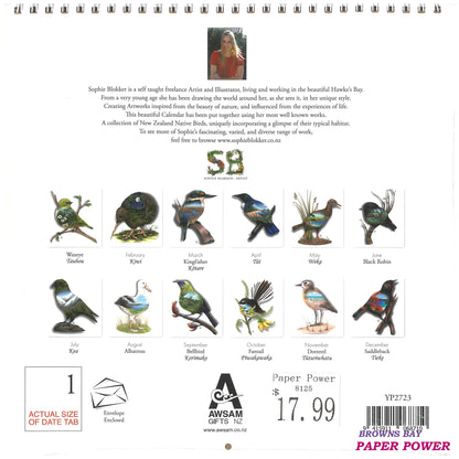 2027 Wall Calendar New Zealand Natives Birds Eye View