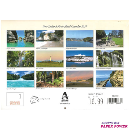 2027 Wall Calendar - New Zealand North Island With Magnetic Calendar