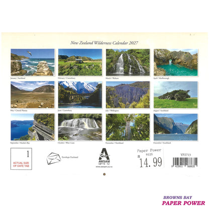 2027 Wall Calendar - New Zealand Wilderness / Pull-out Year Planner