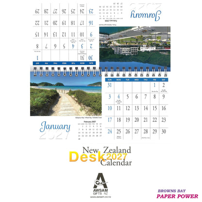 2027 Wall Calendar - New Zealand Desk