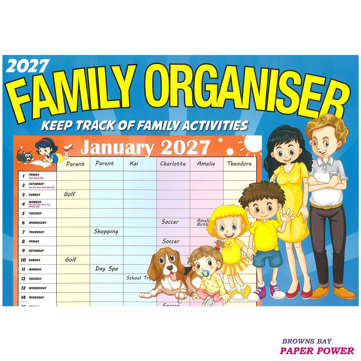 2027 Wall Calendar - Family Organiser