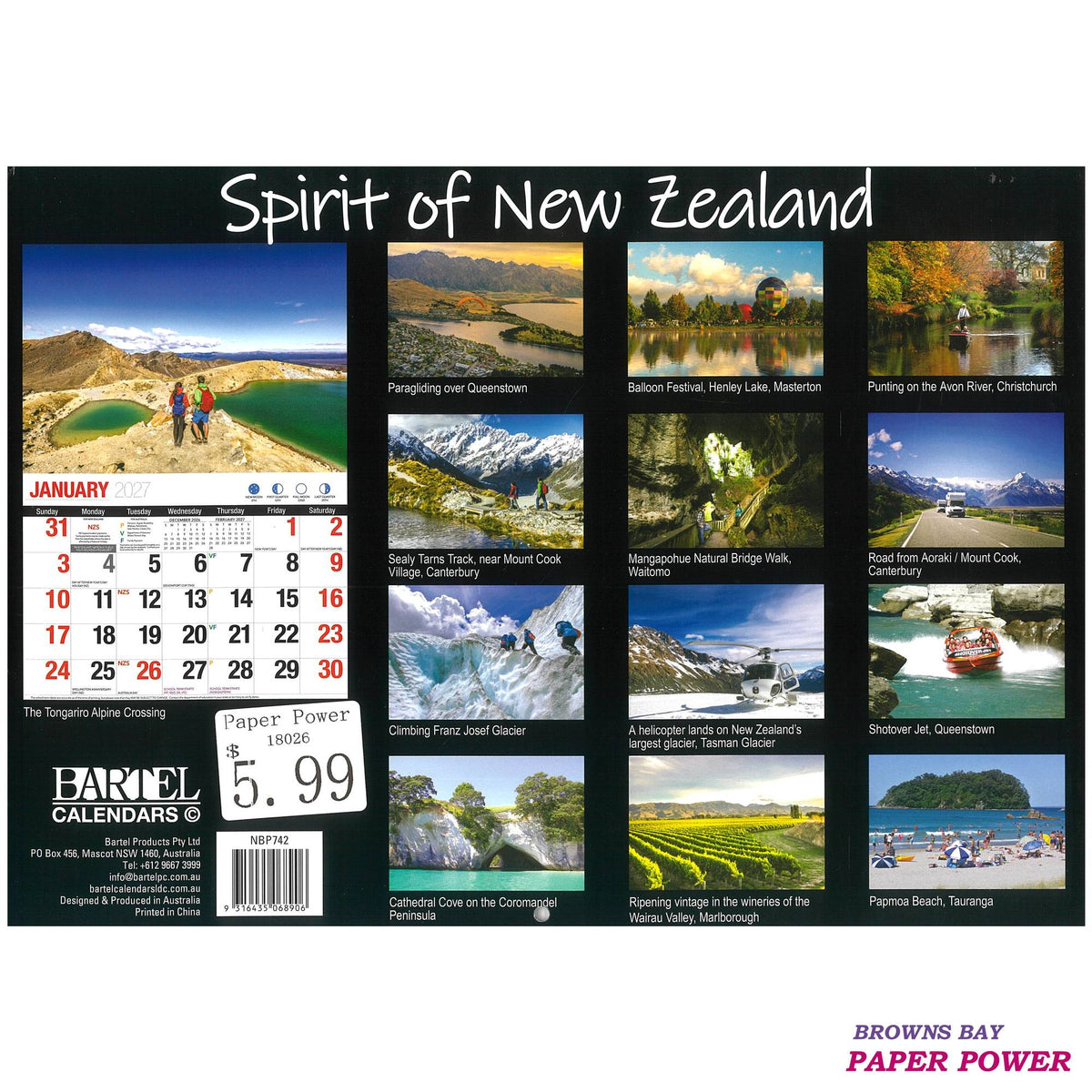 2027 Wall Calendar - Spirit Of New Zealand