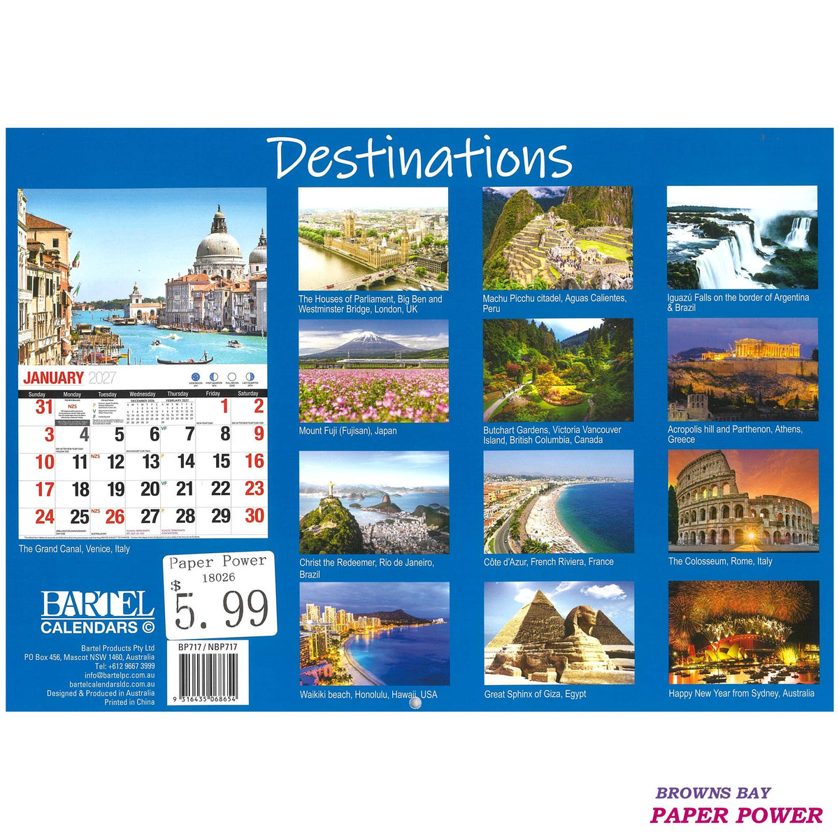 2027 Wall Calendar - Destinations