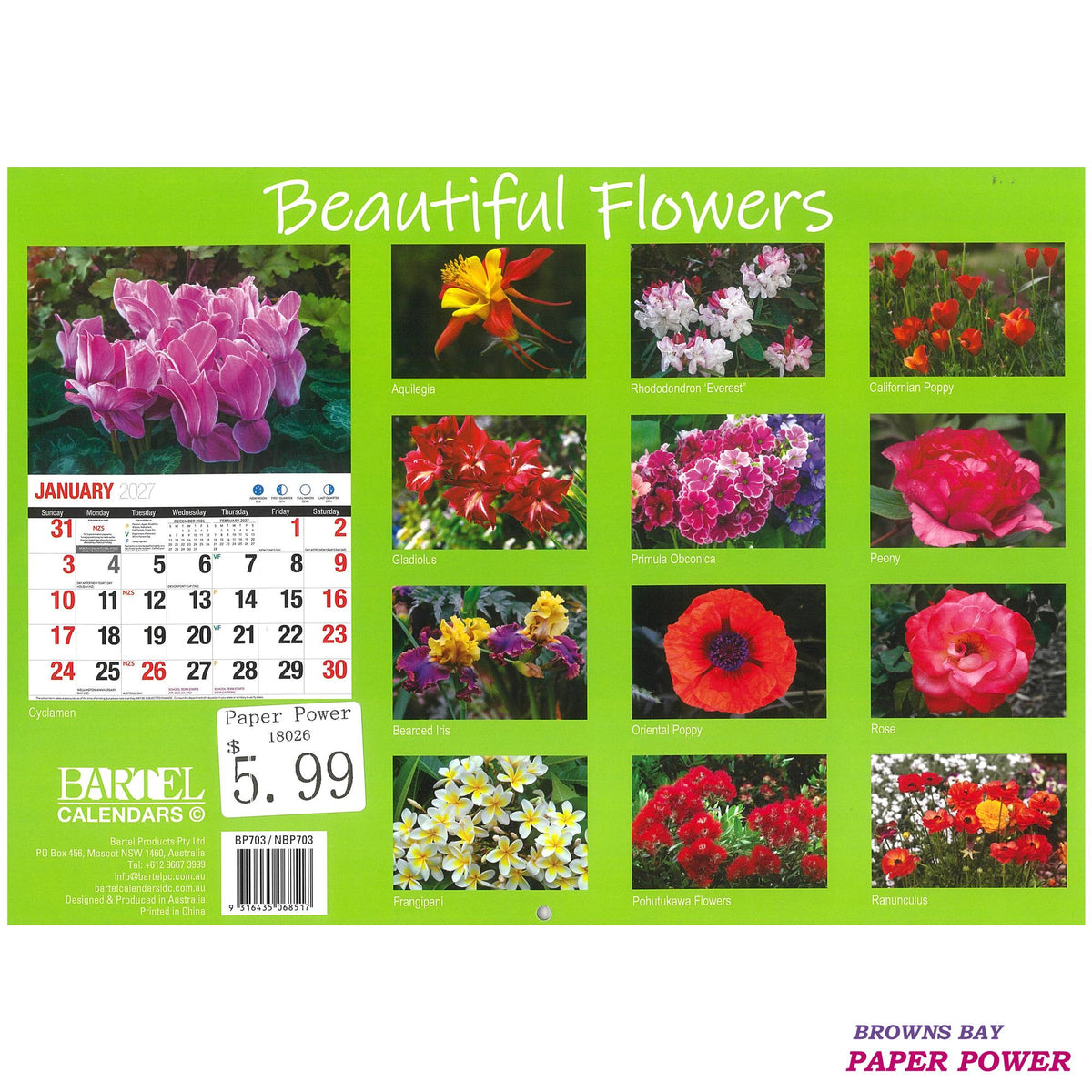 2027 Wall Calendar - Beautiful Flowers