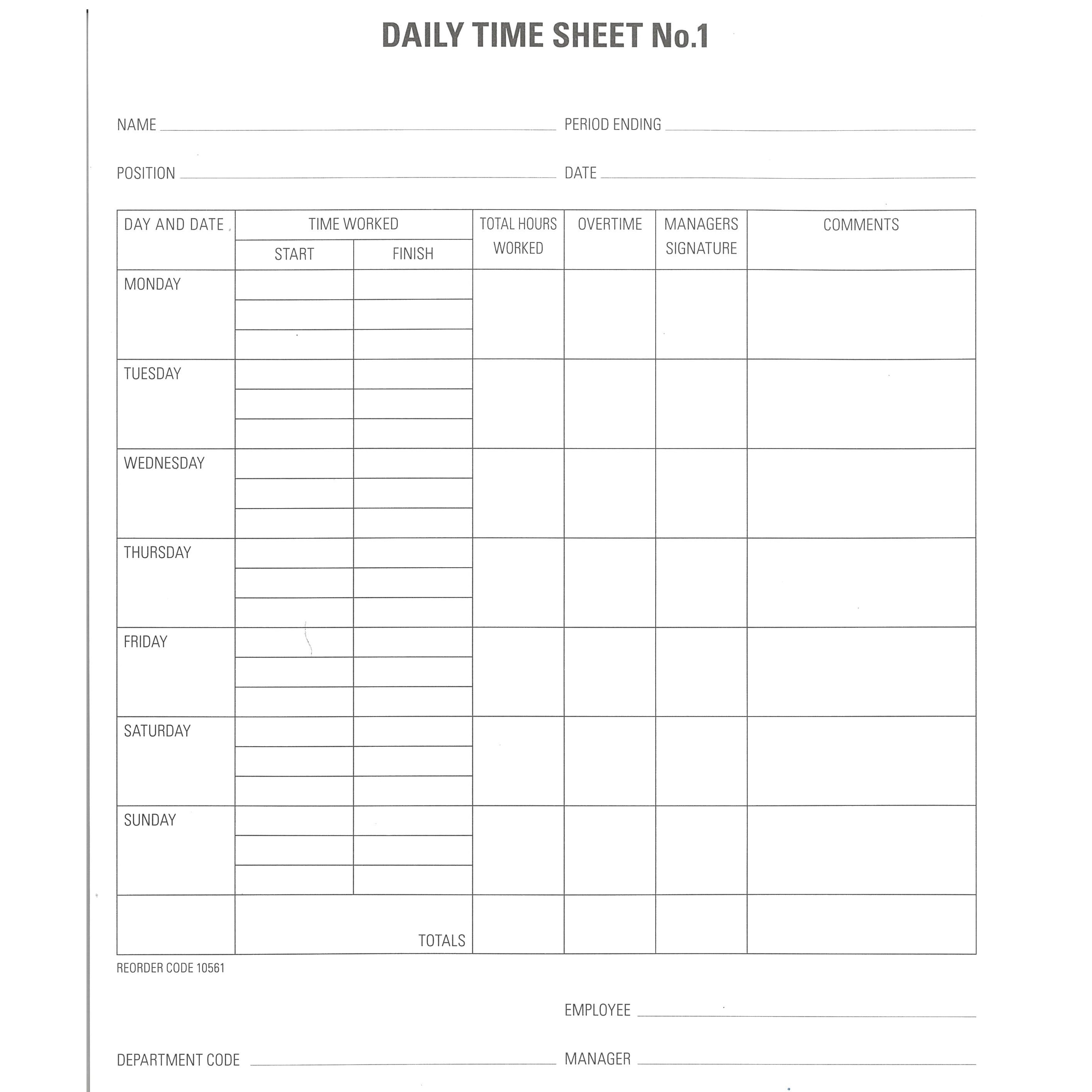 Daily Time Sh Daily Time Sheet No.1 – Browns Bay Paper Power