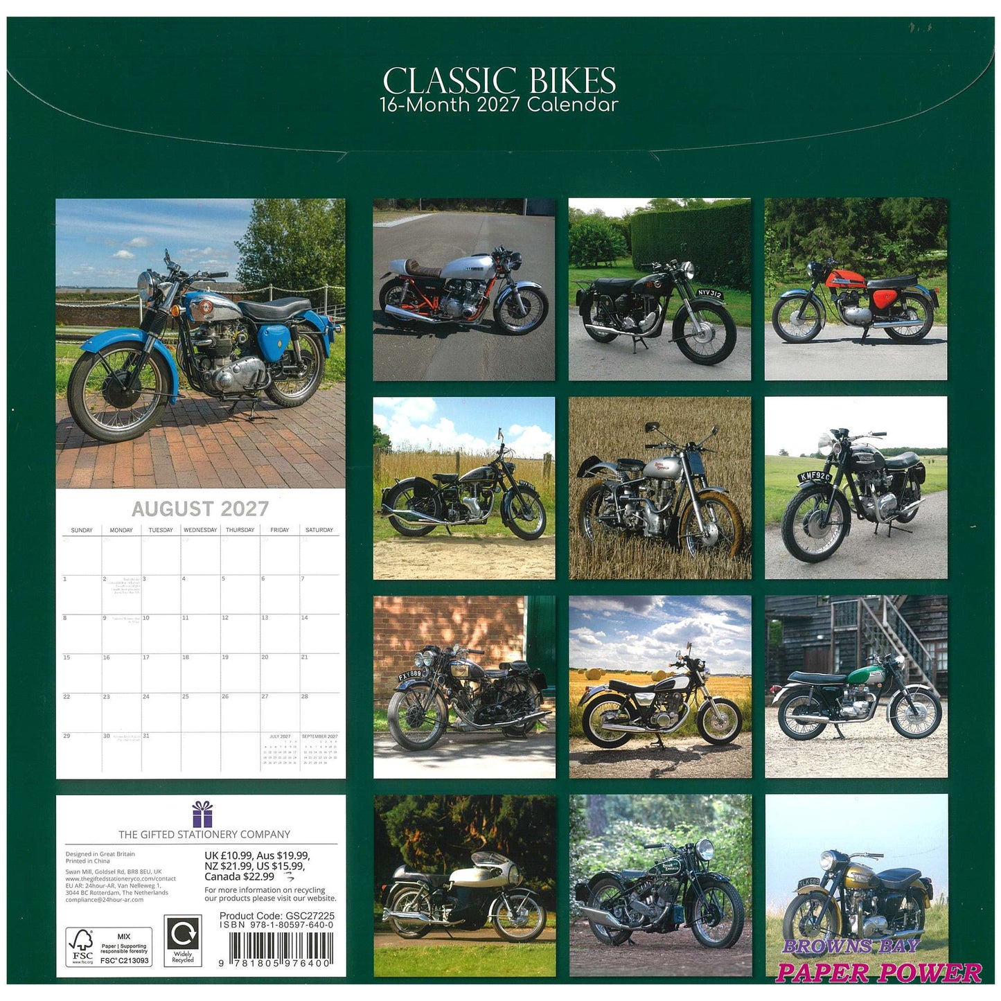 2027 Wall Calendar - Classic Bikes