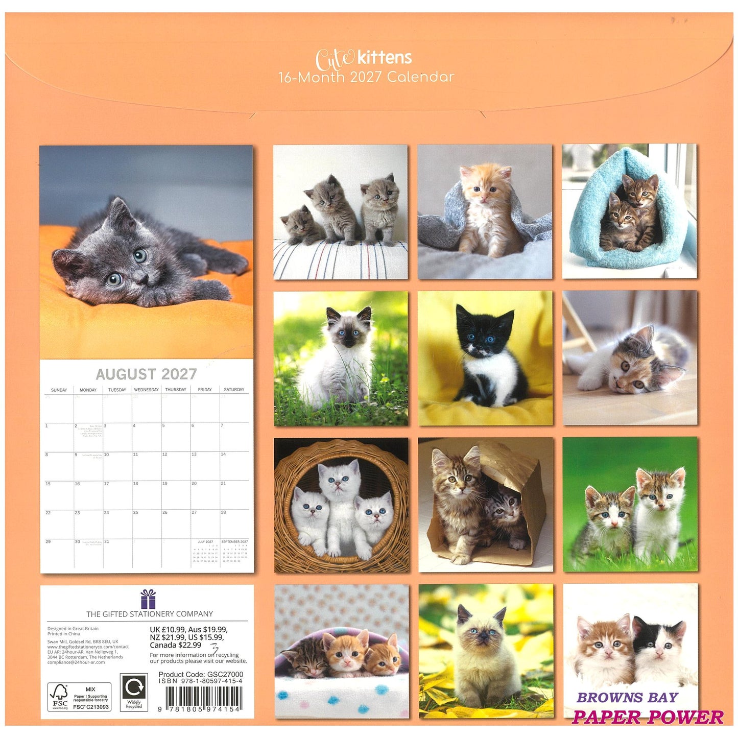 2027 Wall Calendar - Cute Kittens