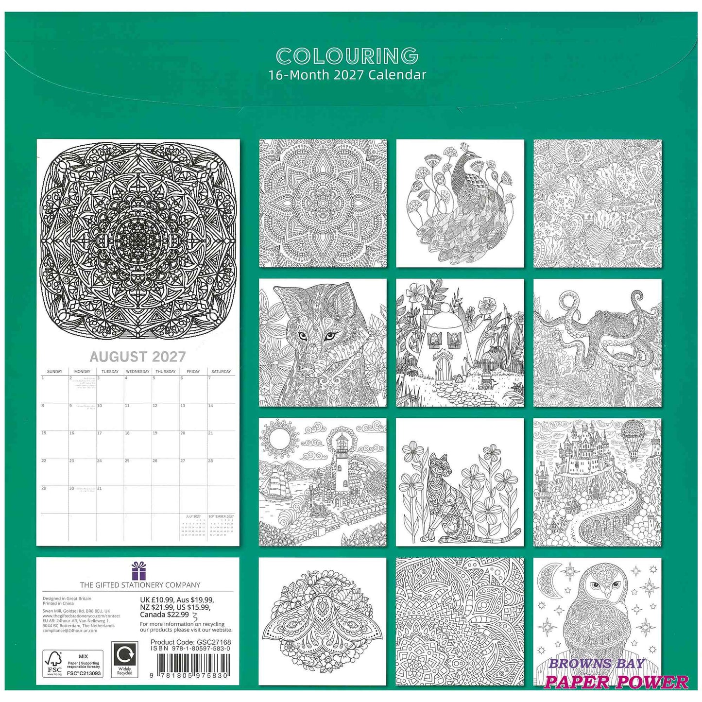 2027 Wall Calendar - Colouring
