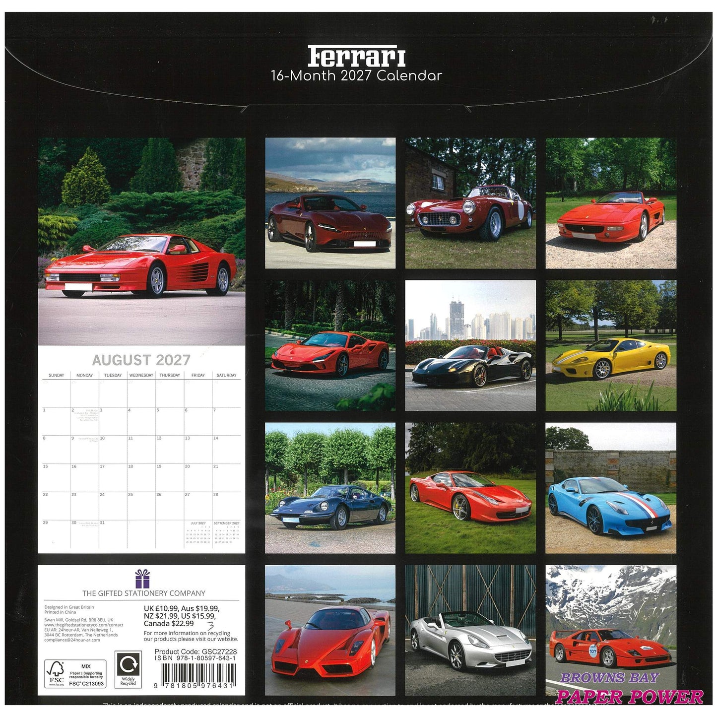 2027 Wall Calendar - Ferrari