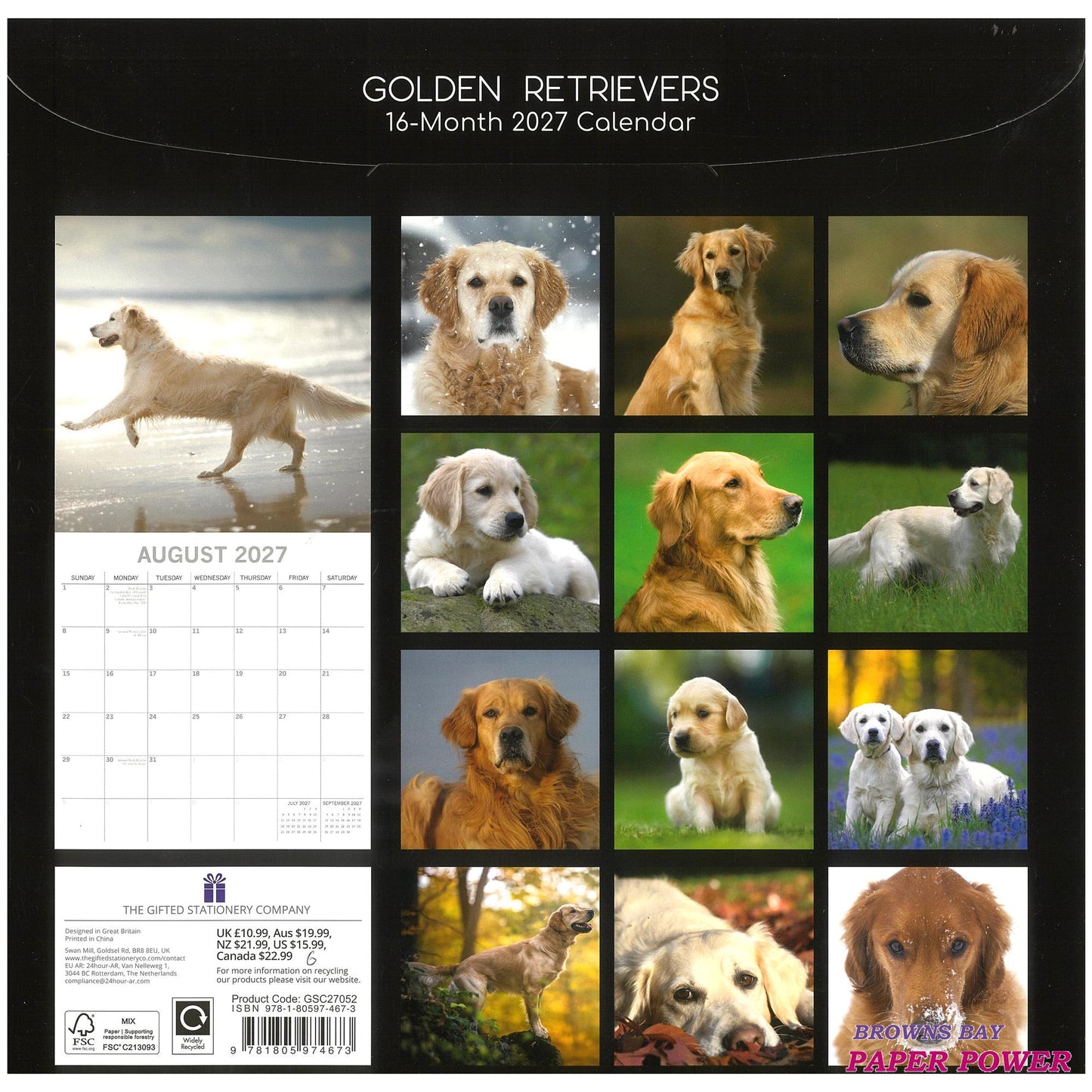 2027 Wall Calendar - Golden Retrievers