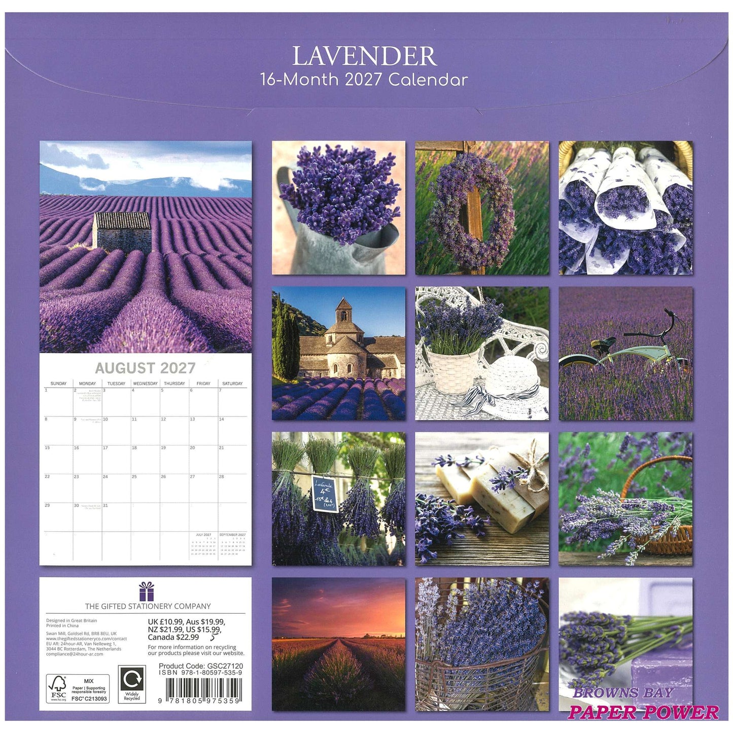 2027 Wall Calendar - Lavender