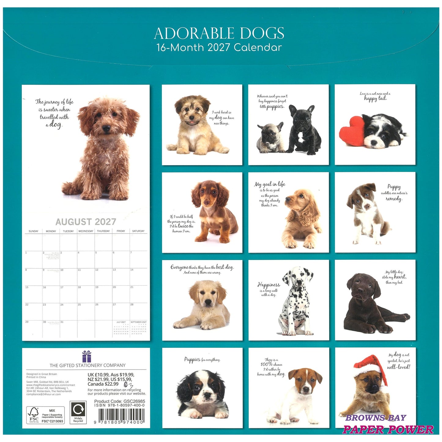 2027 Wall Calendar - Adorable Dogs