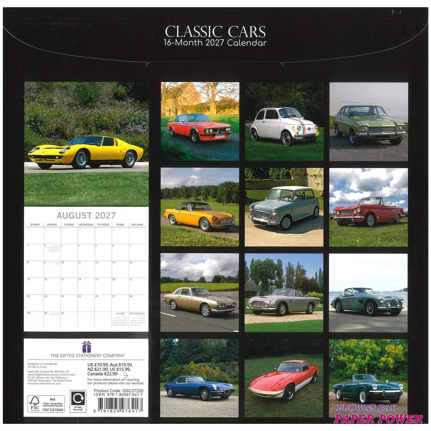 2027 Wall Calendar - Classic Cars