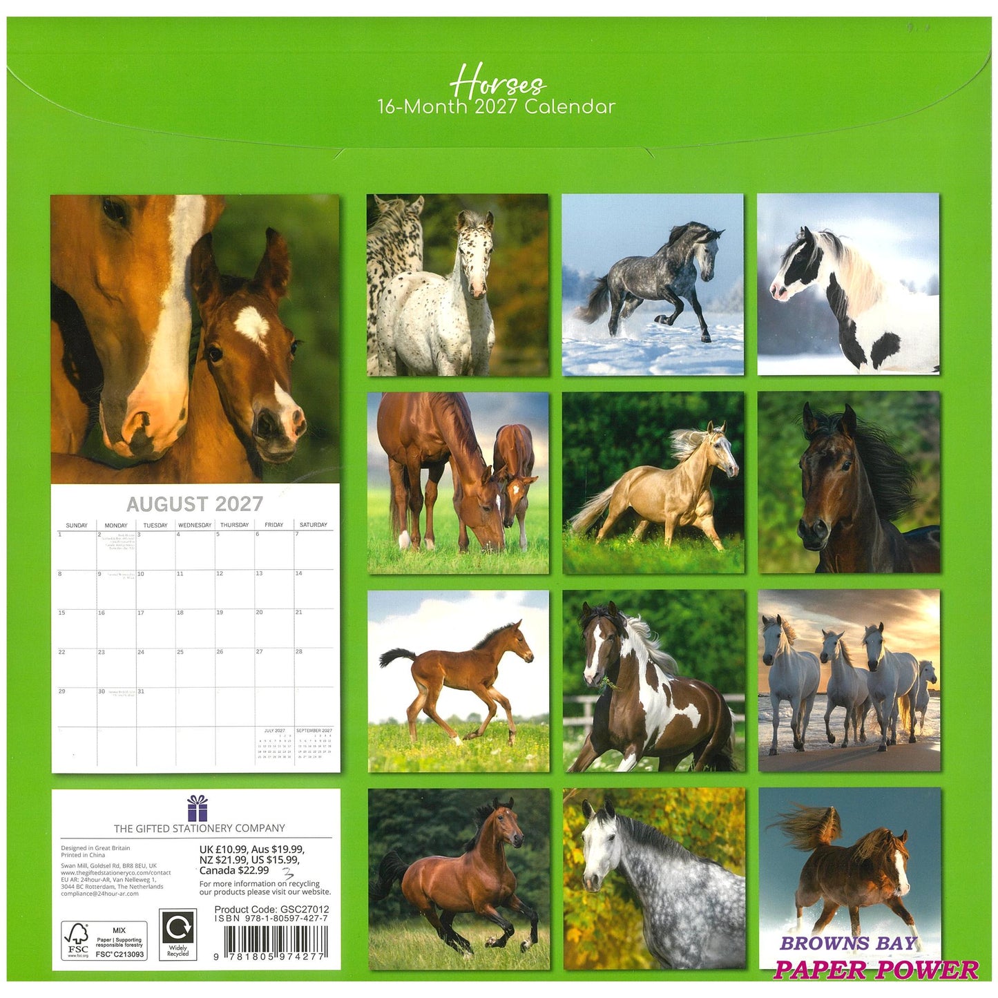 2027 Wall Calendar - Horses