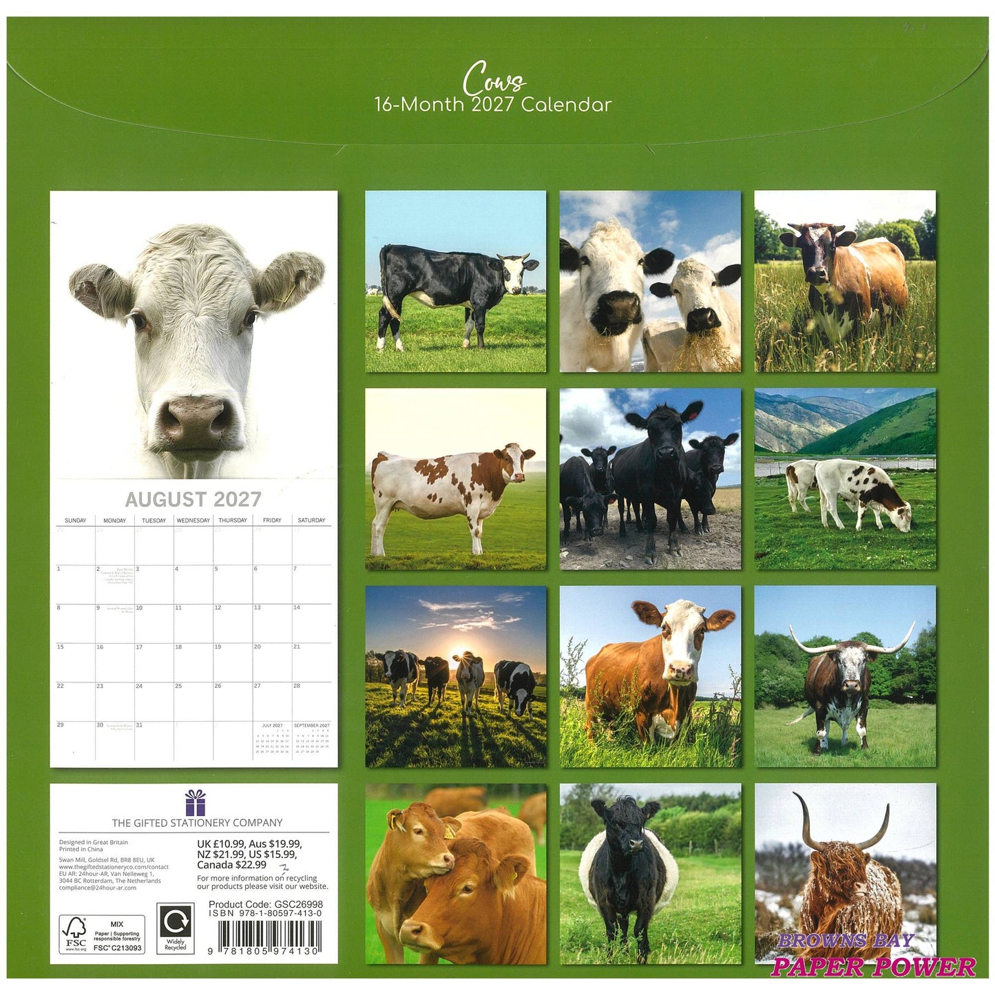 2027 Wall Calendar - Cows