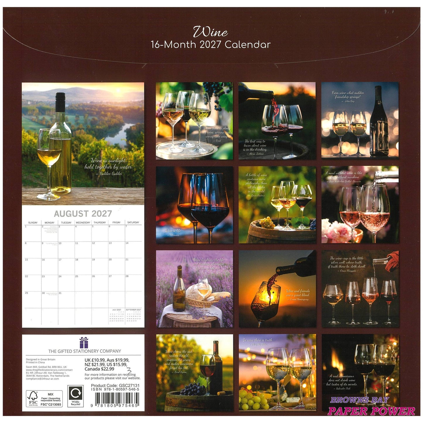 2027 Wall Calendar - Wine