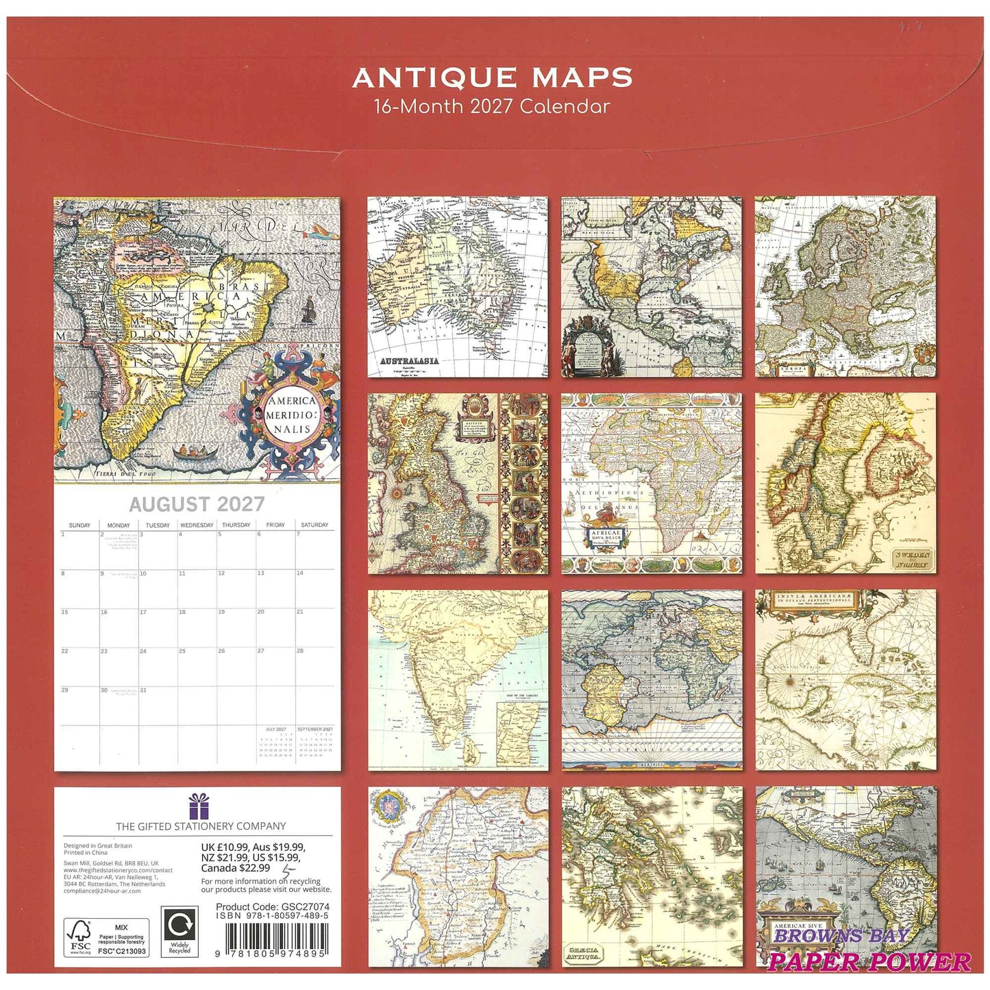 2027 Wall Calendar - Antique Maps