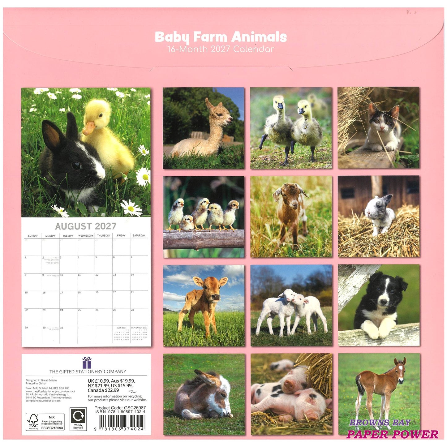 2027 Wall Calendar - Baby Farm Animals