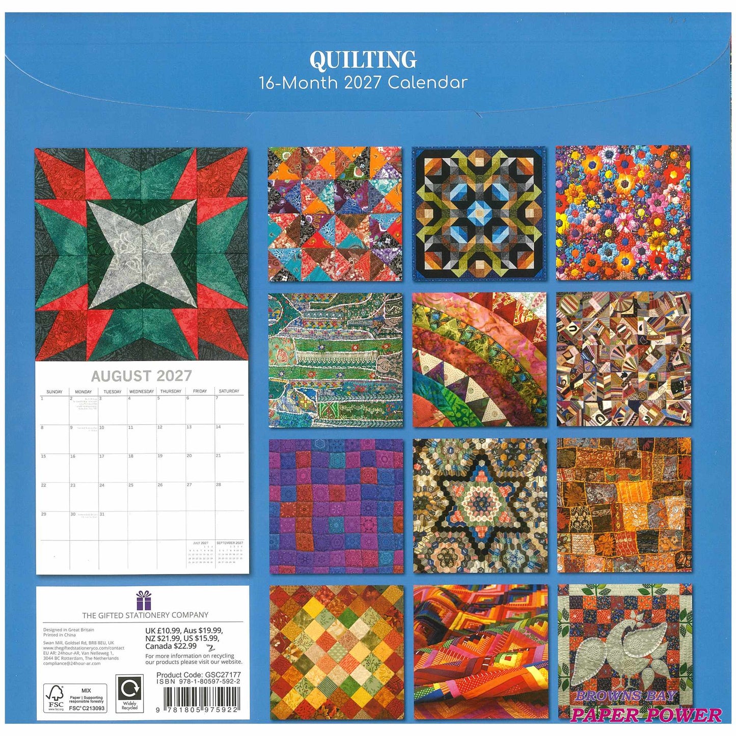 2027 Wall Calendar - Quilting