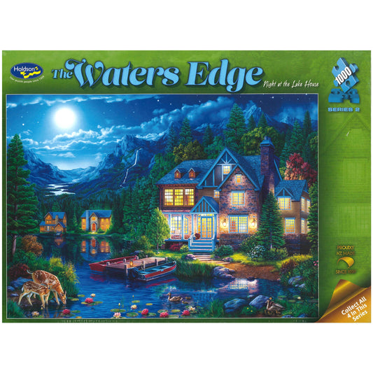 Jigsaw Puzzle 1000 Pcs The Waters Edge - Night At The Lake House
