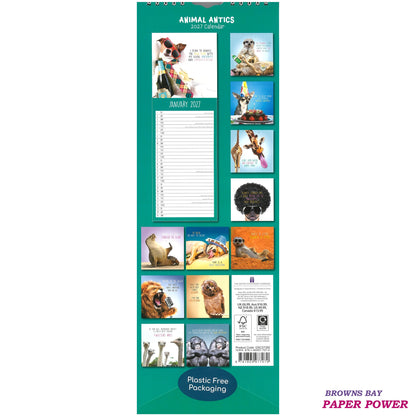 2027 Wall Slim Calendar Animal Antics