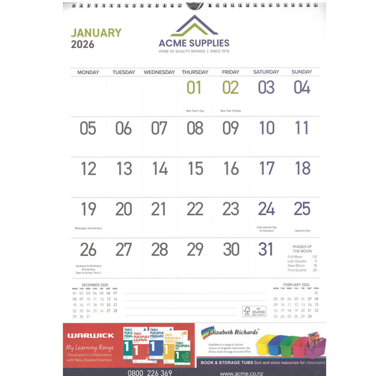 2026 ACME Wall Calendar / Spiral Bound