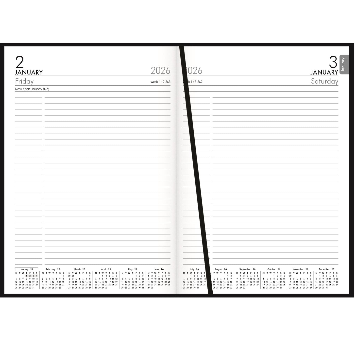 COLLINS DIARY A51P One Day Per Page Black