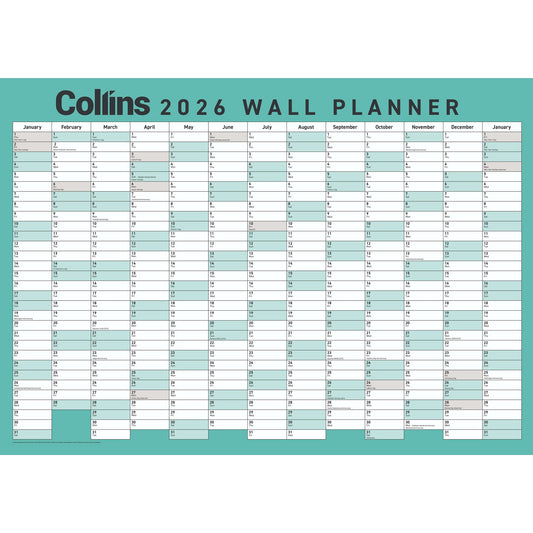 Collins 2026 Wallplanner Double Sided A2 / Laminated