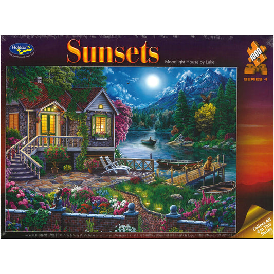 Jigsaw Puzzle 1000 Pcs NZ Made Sunsets - Moonlight House By Lake