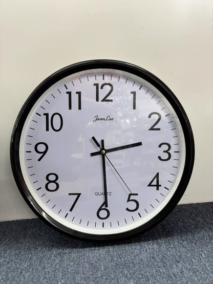 14’’ WALL CLOCK ROUND - NO Tick Tock - BLACK
