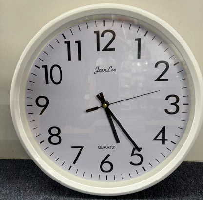 14’’ WALL CLOCK ROUND - NO Tick Tock - White