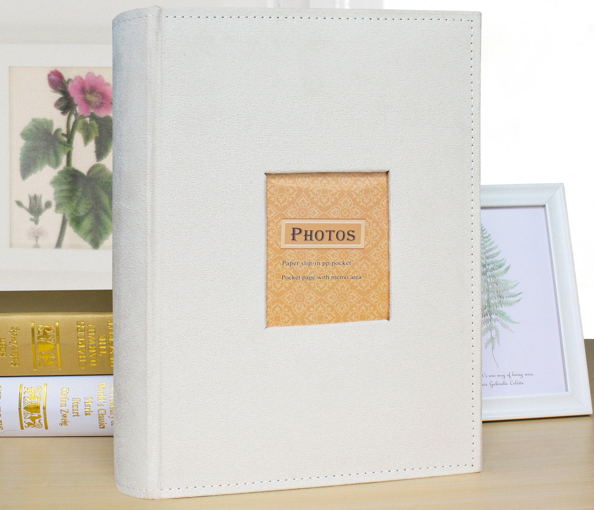 Photo Album Colour White - Paper Slip-in PP Pocket With Memo 4R 300 Holds