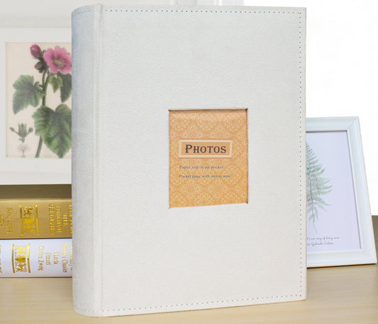 Photo Album Colour White - Paper Slip-in PP Pocket With Memo 4R 300 Holds