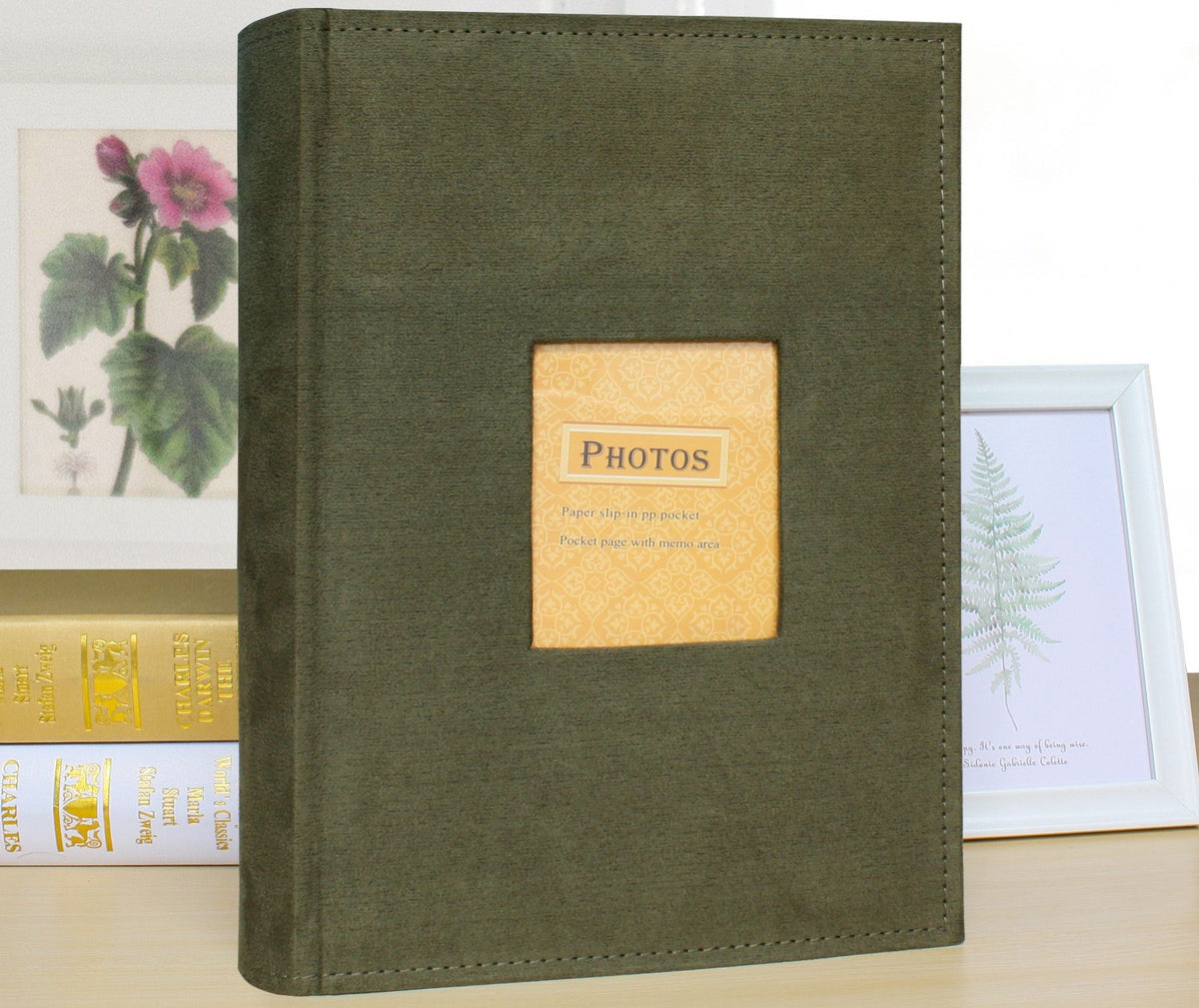Photo Album Colour Green - Paper Slip-in PP Pocket With Memo 4R 300 Holds