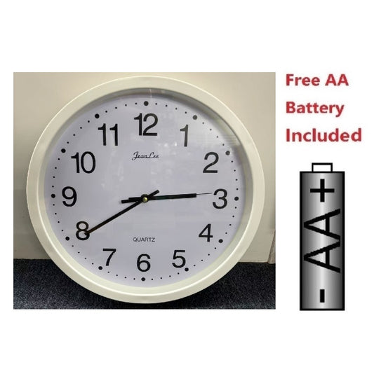 14’’ WALL CLOCK ROUND - NO Tick Tock - White